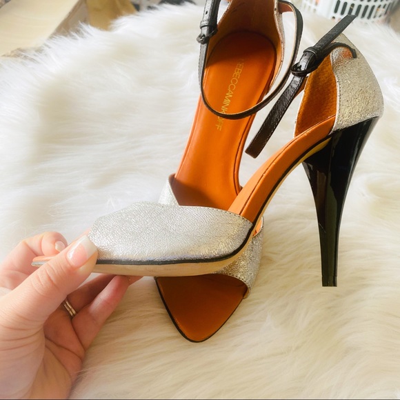 Rebecca Minkoff Cracked Leather Silver Heels - Picture 4 of 8